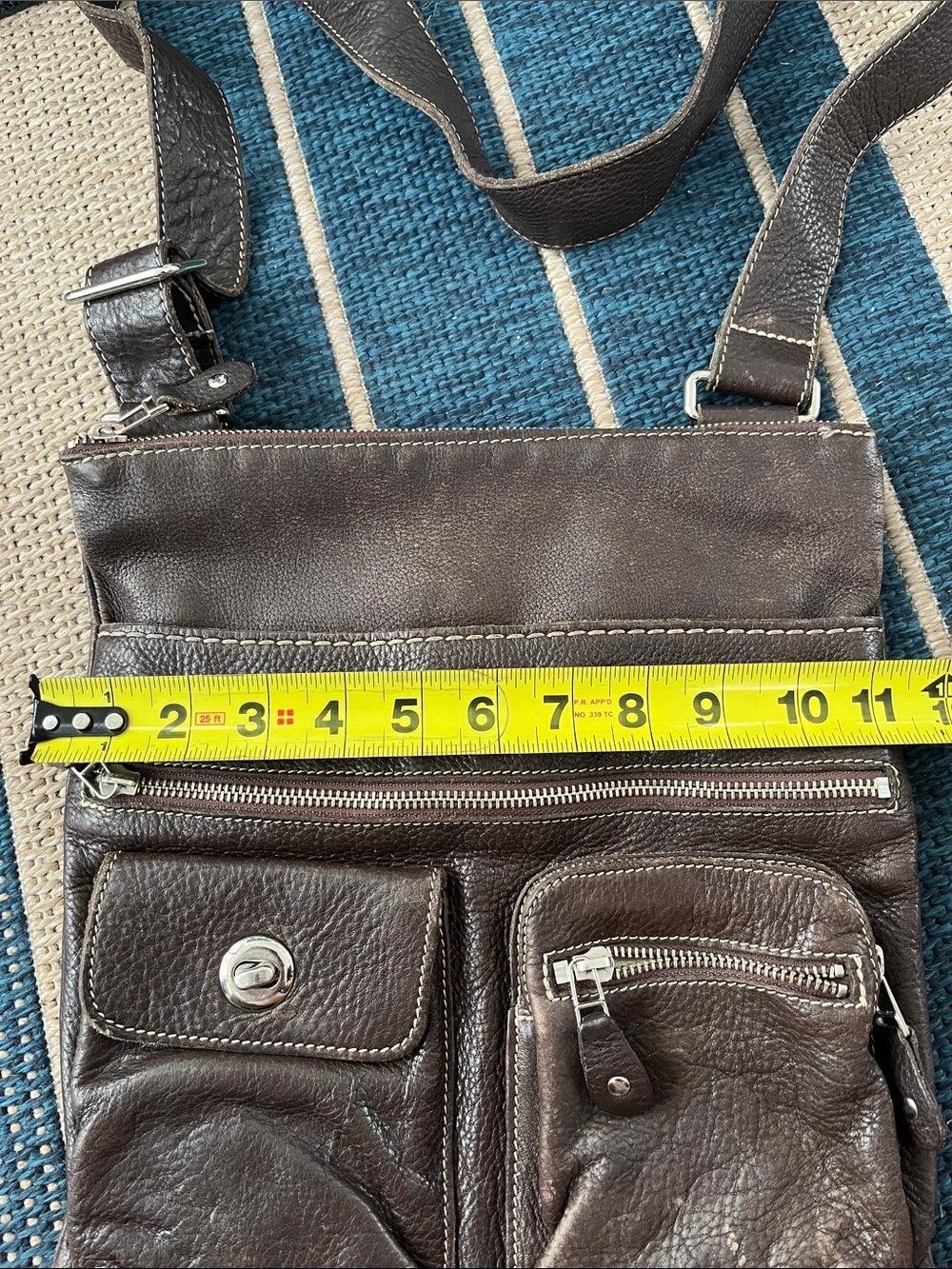 Roots Dark Brown Leather Crossbody Bag with Front Pockets - Picture 14 of 16